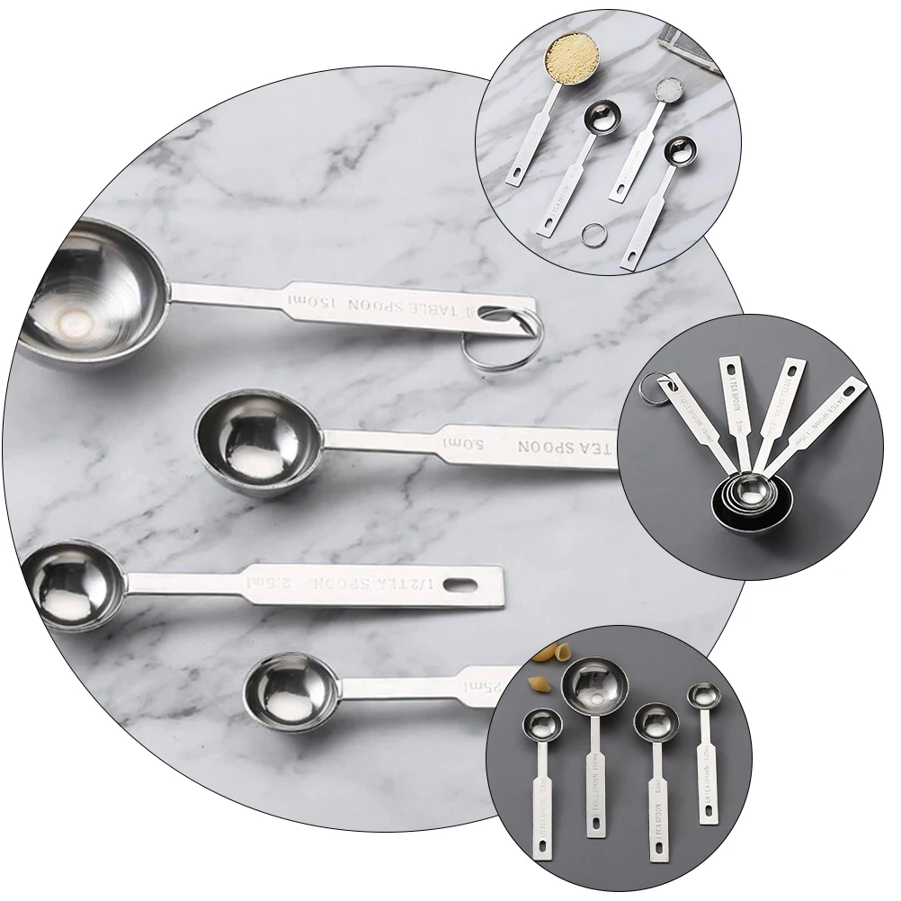 

4Pcs Kitchen Measuring Spoons Utensils for Baking Cooking Nursing Simple Design Accurate Sizes Polished Handle Reduce Errors