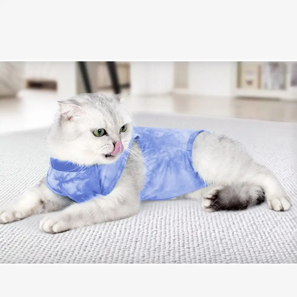 Adjustable Buckle Pet Recovery Suit Breathable Cat Recovery Suit for Female Spay Surgery Anti Licking Abdominal Wounds Protector