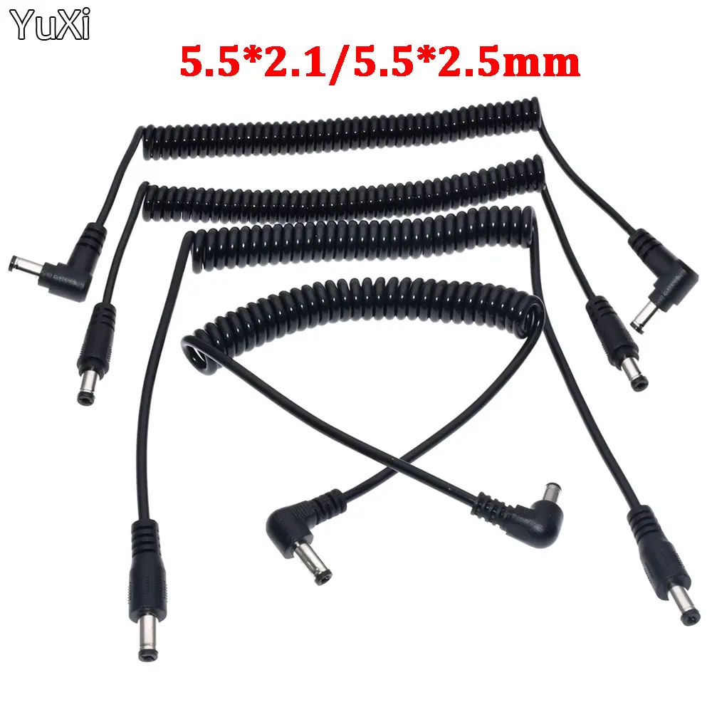 DC 5.5*2.1/5.5*2.5mm Male to Female Plug Power Coiled Cable DC 5.5 x 2.1 mm Extension Spring Cord for LED Strip, CCTV