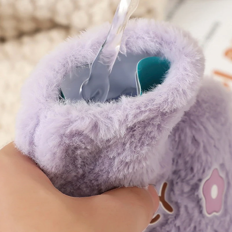 Cartoon Plush Rabbit Bear Hot Water Bottle Water Filling Velvet Small Portable Student Hand Warmer Cute Warm Water Bag