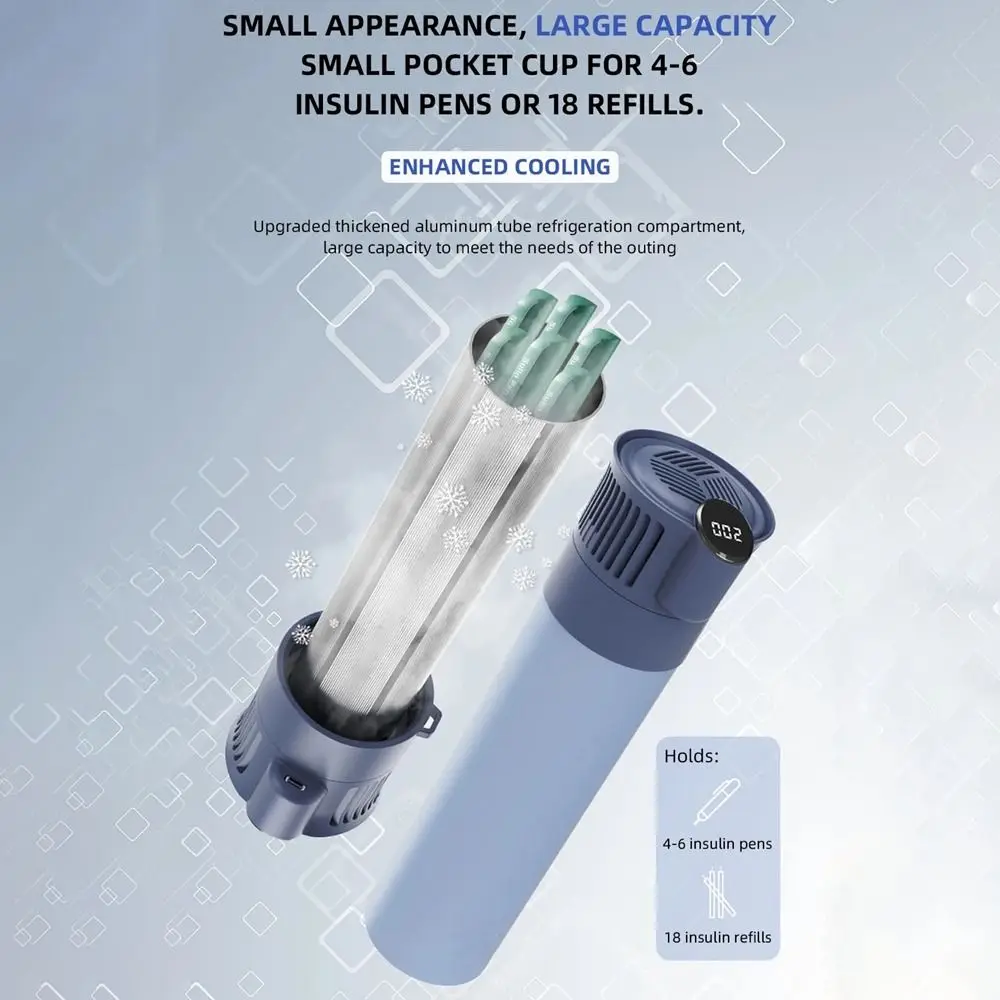 

Carry-on Insulin Cooler Box LCD Digital Display USB Charging Insulin Refrigerator Cup Automatic Temperature Control