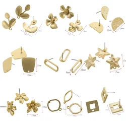 10 pçs diy brincos configuração fosco dourado quadrado oco estrela brincos conectores base para fazer jóias acessórios