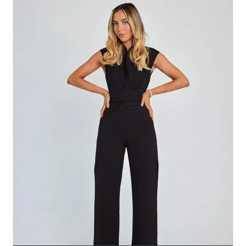 

Women's Slimming Wide Leg Jumpsuit High Waist Long Pants Fashionable And Comfortable Ladies' One-Piece Suit for Autumn