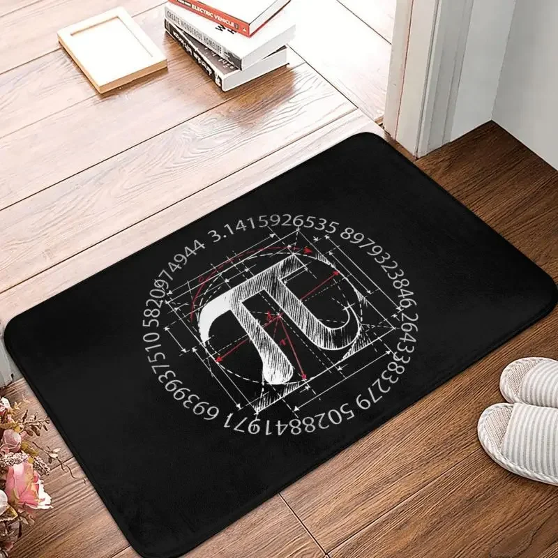 Pi Symbol Line Drawing Front Door Mat Anti-Slip Waterproof Math Science Teacher Gift Outdoor Doormat Kitchen Balcony Rug Carpet