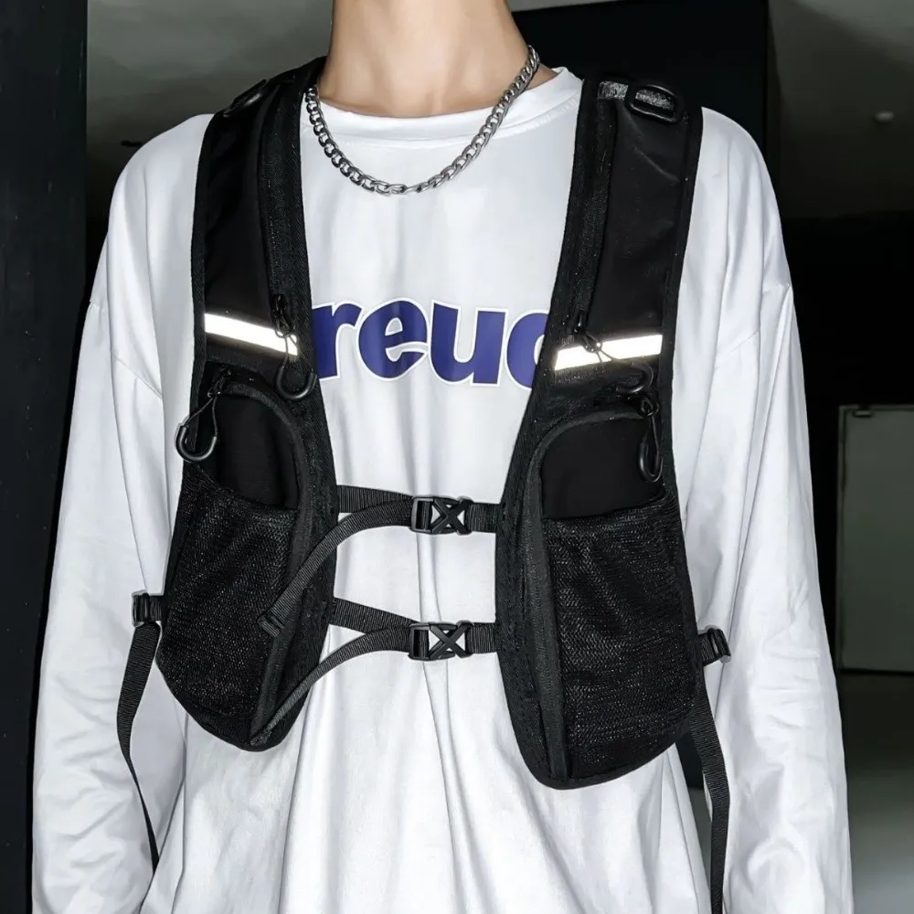 

New Reflective Vest Bag Multi-pocket Nylon Chest Bag Wear-resistant Lightweight Outdoor Phone Bag for Cycling Running