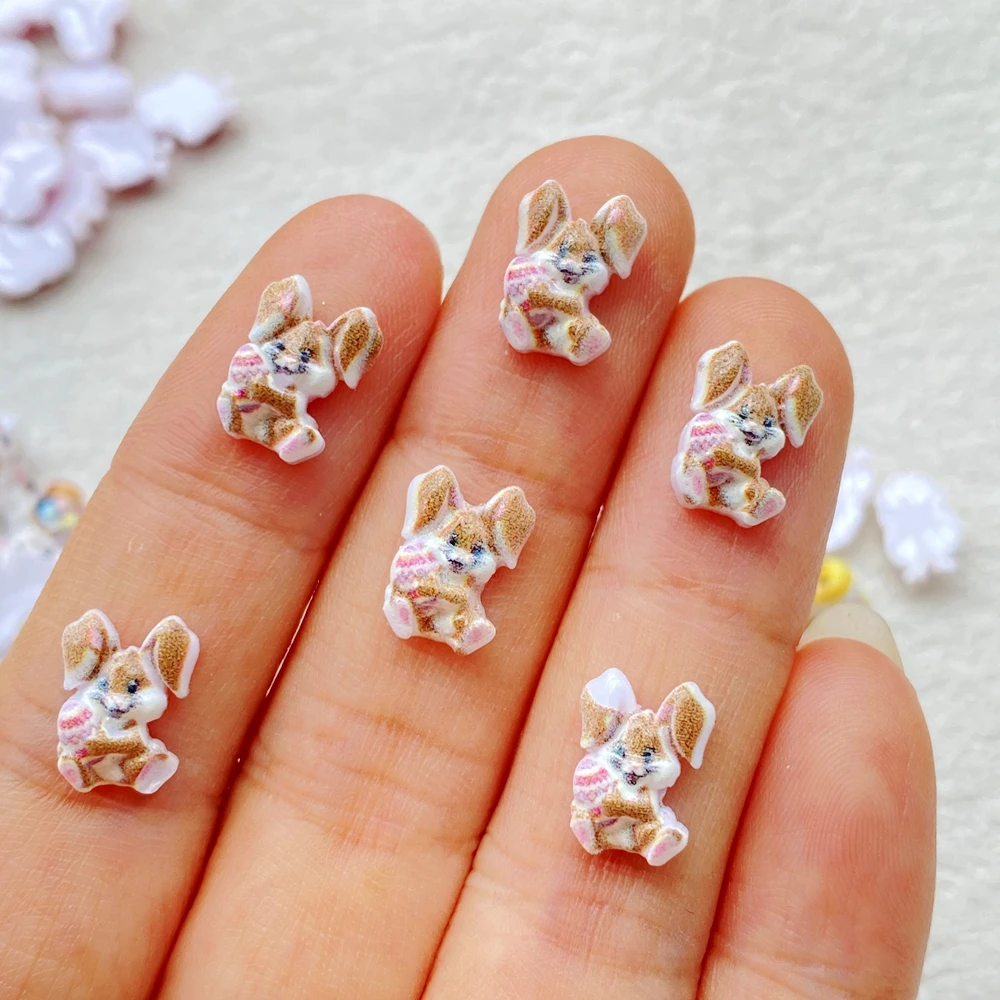 50 Stück niedliche Mini-Cartoon-Figuren aus Kunstharz: Enten, Kaninchen, Schafe, Hühner – Kunstnägel mit flacher Rückseite für DIY-Scrapbook-Dekoration und Schmuck – Detail 8