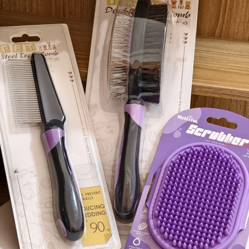 

Pet Grooming Set Dog Hair Comb Bath Scrubber Double-sided Remover Cat Deshedding Brush Beauty Care Pet Accessories Supplies