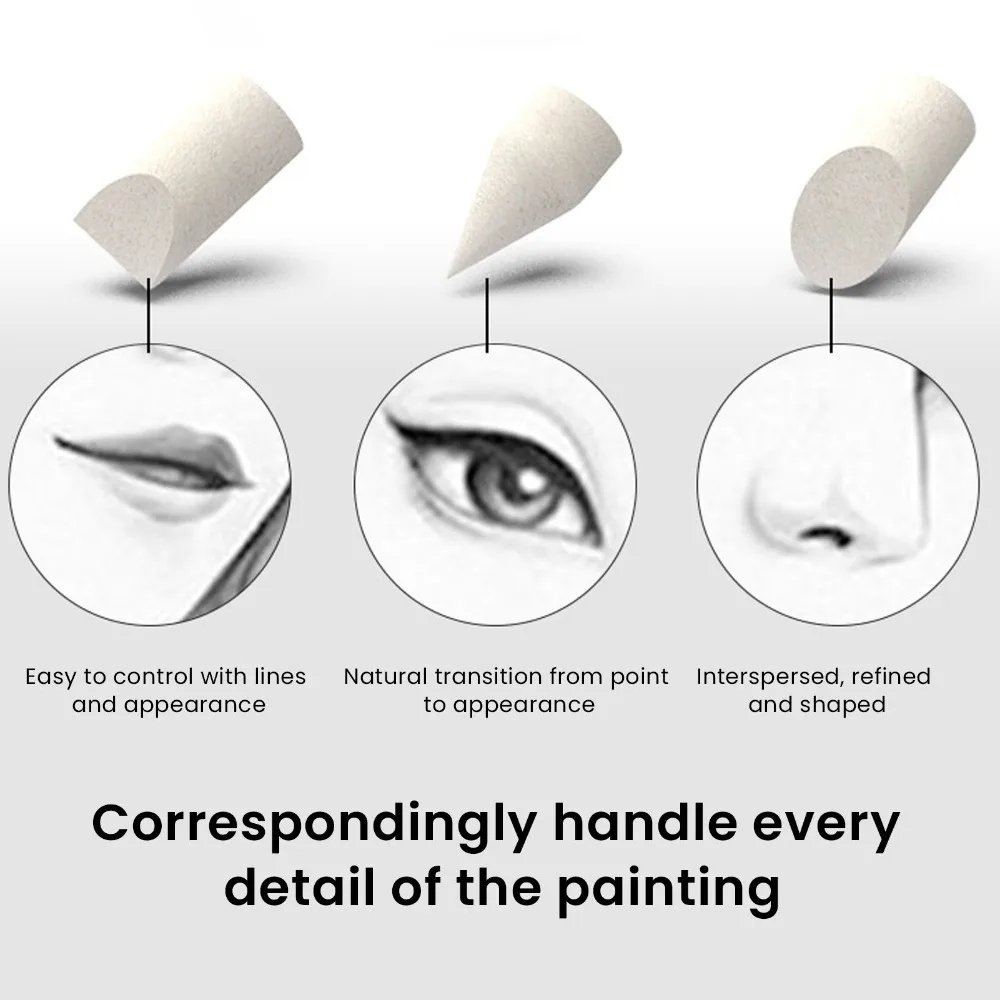 1set Replaceable Head Paper Blending Stumps Moderate Friction Delicate Even Kneaded Eraser Blending Tool Sketch Rubbing Pen