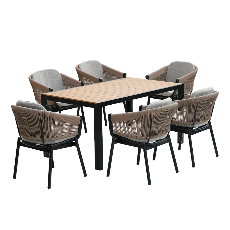 

Weatherproof Aluminum Outdoor Dining Table Set Garden Restaurant Patio Furniture Table and Chairs