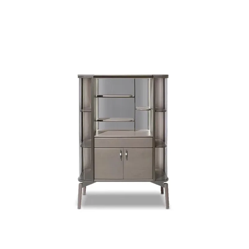 

Italian minimalist glass door wine luxury dining side cabinet living room family red wine storage display against the wall high