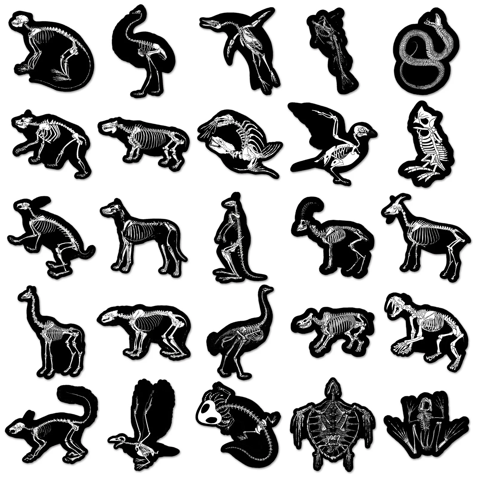 10/50pcs Cute Dark Animals Skeleton Skull Stickers for Laptop Water Bottle Luggage Notebook Waterproof Graffiti Vinyl Decals Toy