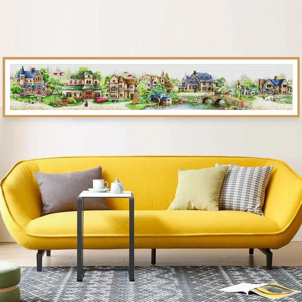 

Весенний полный комплект для вышивки крестом, европейский город, рождественские украшения, сделай сам, 11CT, ткань, искусство и поделки с иглами