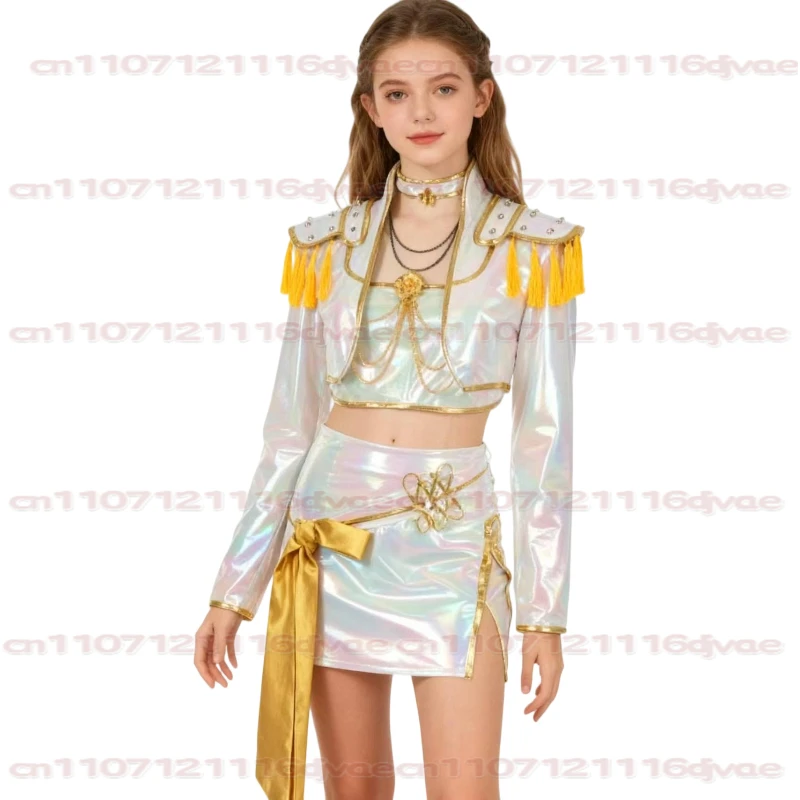 Kids Kpop Demon Hunters Huntrix Mira Cosplay Costume White Suit Child Girls Idol Roleplay Outfit for Halloween Carnival Parties