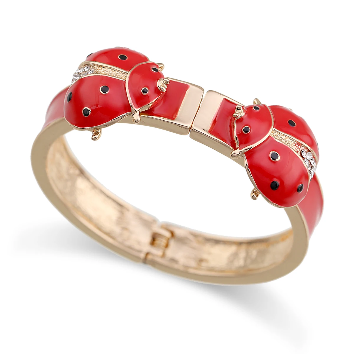 

Special Design Double Ladybirds Bracelet Cuff Bangle for Women Girls Gold Plated with Enamel Colorful Chunky Bracelet Jewelry