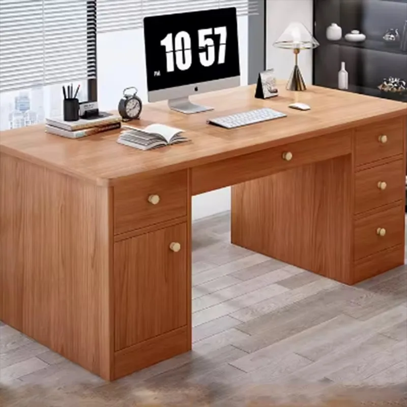 

Brown Desktop Executive Desk Office Table Computer Wooden Modern Big Storage Office Table Furniture