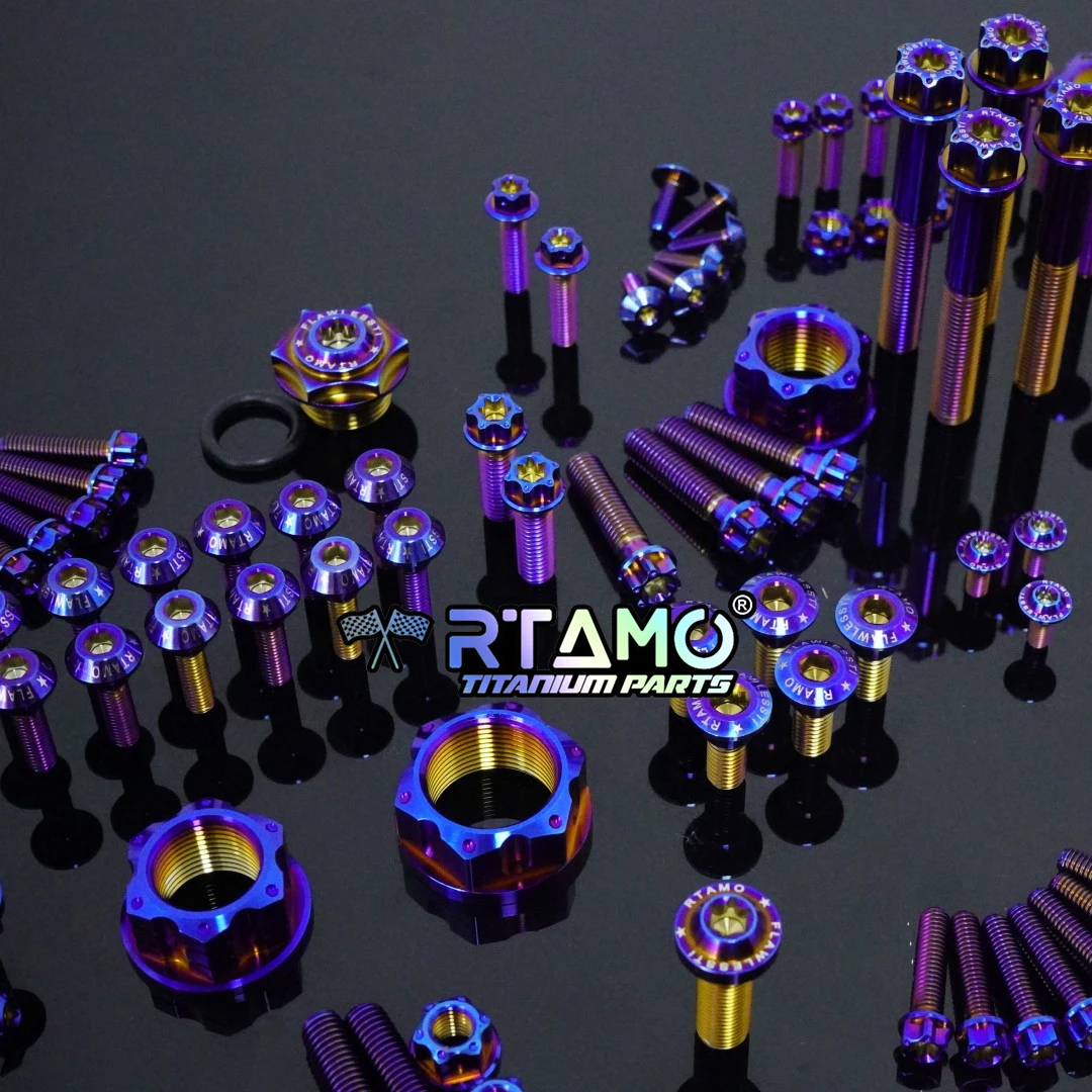 RTAMO Gr5 التيتانيوم البراغي غطاء المحرك الجبهة الخلفية مسند القدمين سلسلة غطاء المسمار Swingarm الجوز لسوزوكي GSX-R1000 (2017-2024)