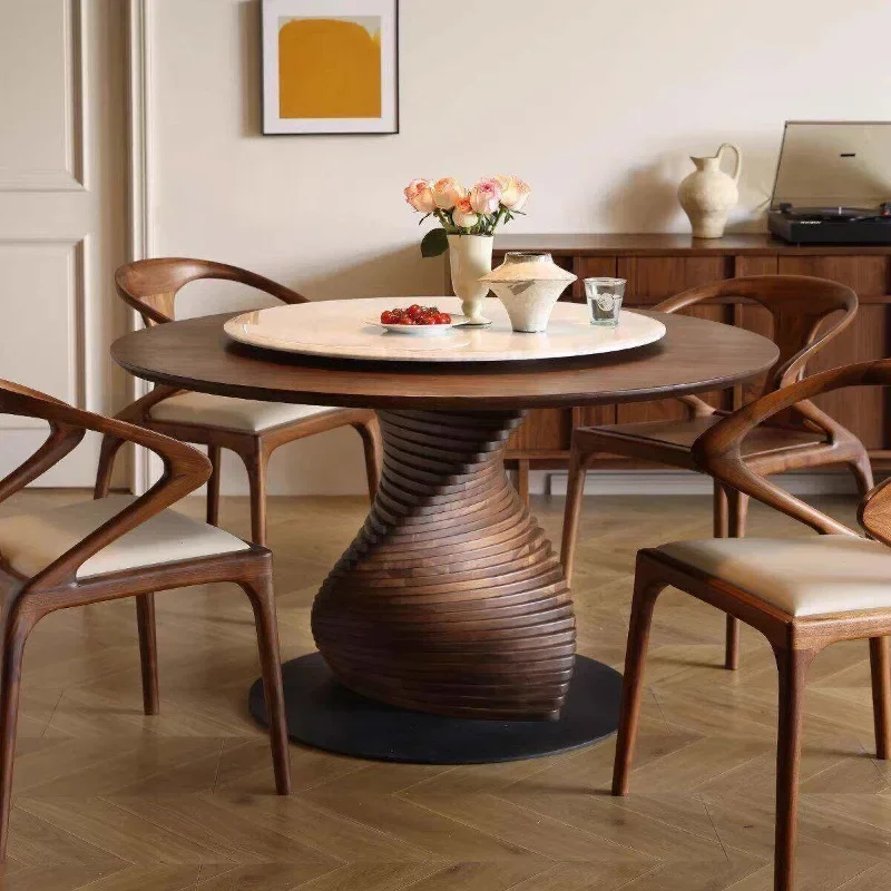 Medieval Round Dining Table North American Black Walnut Solid Wood Dining Table Round Table