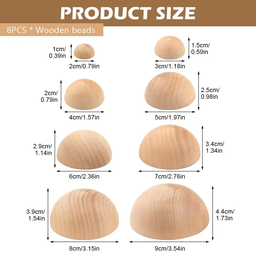 8 Sizes Half Round Pottery Tools Set  Wooden Hemisphere Ceramic Top Tool for Making Ceramic Bowls and Plates DIY Crafts