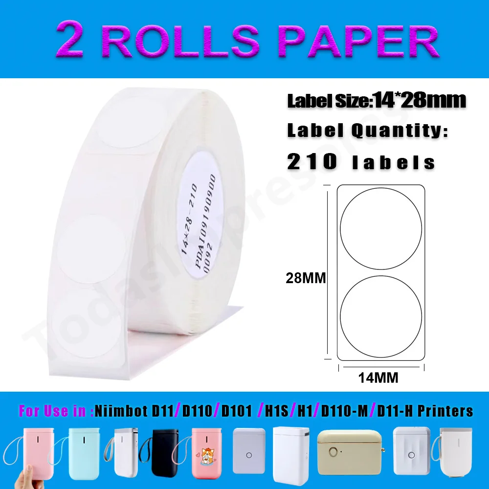 

Niimbot D110 Label Maker Tape Sticker D11 Label Paper Self-adhesive Waterproof White Niimbot D101 for Niimbot Printer 12-15mm