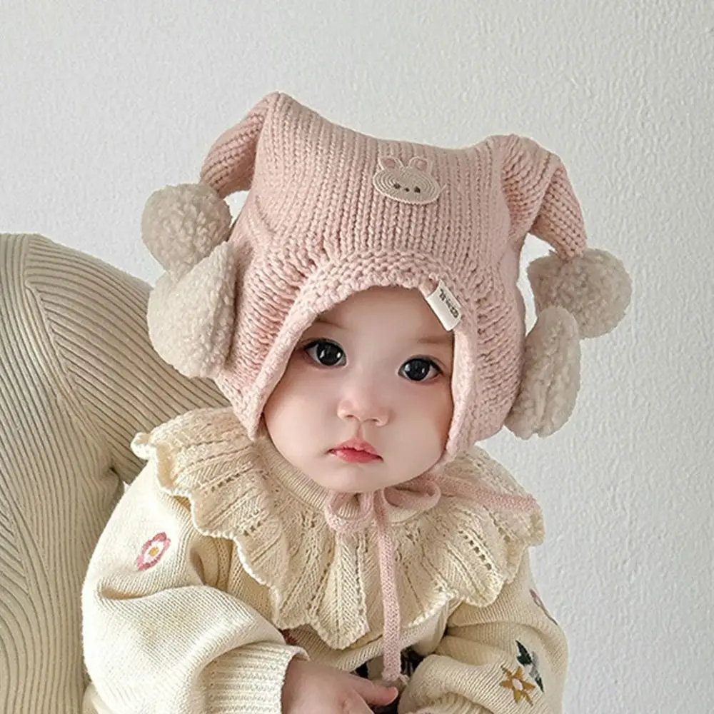 

Cute Winter Baby Crochet Hat Breathable 6-24 Months Toddler's Plush Knitted Hat Thermal Windproof Kids Ear Protection Hat