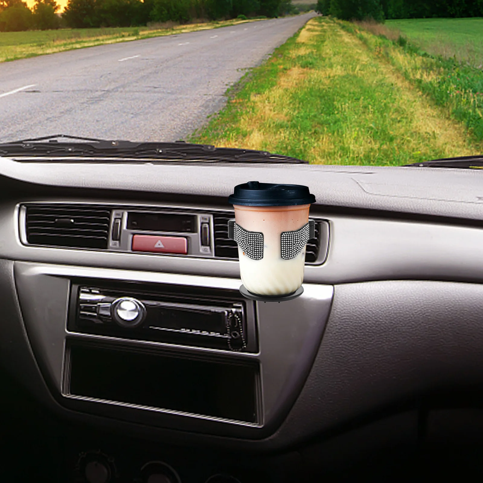 

Car Vent Cup Holder Rhinestone Auto Outlet Air Vent Drink Holder Secure Bling Car Accessories Automotive Cup Holders