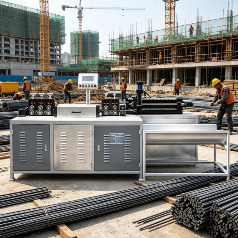 Three Heavy Rollers CNC Rebar Straight Cut Machine Eliminate Steel Bar Bending For Municipal Projects
