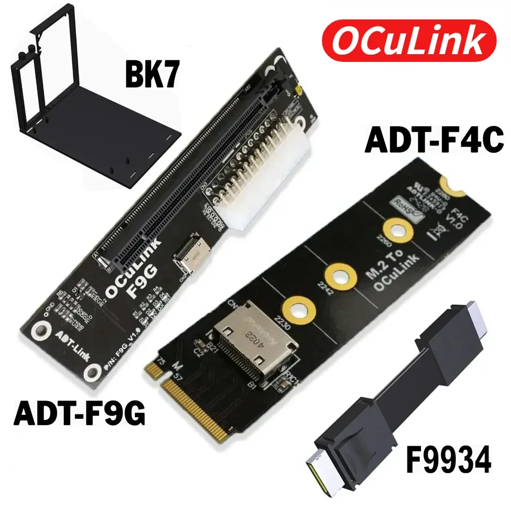 ADT-Link PCIe 4.0 Oculink(SFF-8611/SFF-8612) to PCI-E x16 eGPU Adapter 64Gbps GEN4 OcuLink External Notebook Video Card GPU Dock