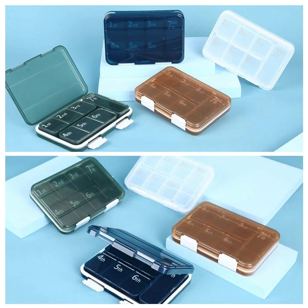 

Portable Weekly Pill Storage Box Tablet Splitters Moisture-proof Pill Dispenser Separate Compartments Large Capacity