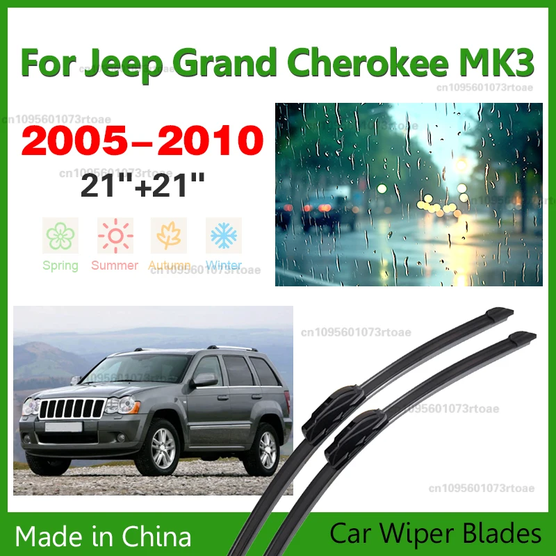 

Wiper Front Wiper Blades For Jeep Grand Cherokee MK3 2005-2010 Windshield Windscreen Window Rain Brushes 21"+21" Car Accessories