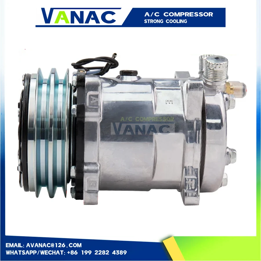 Air Conditioner AC Compressor For Sanden 508 SD508 5h14 Tractor Excavator Heavy Duty Truck 12V / 24V 2 Groove V Blet Pulley