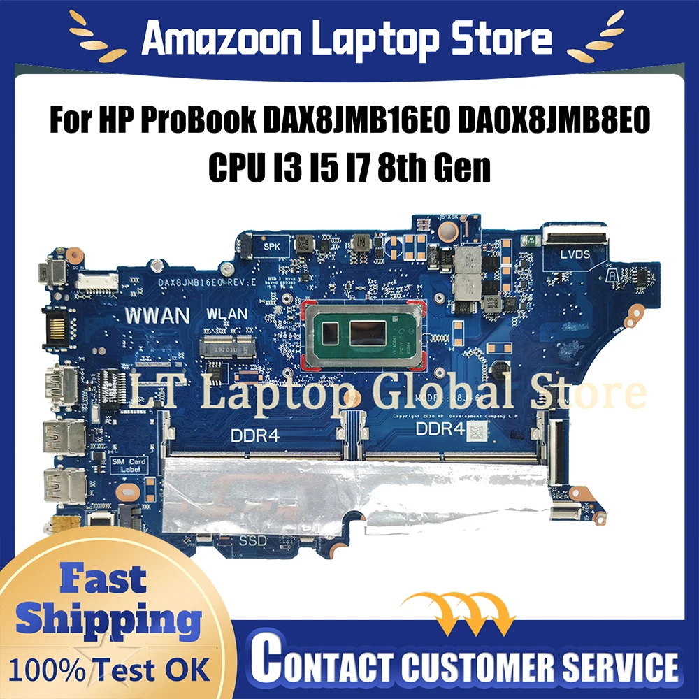 

For HP 450 G6 440 Motherboard DAX8JMB16E0 i3-8145U i5-8265U i7-8565U L44881-601 L44883-601 Laptop Mainboard ProBook 440-G6