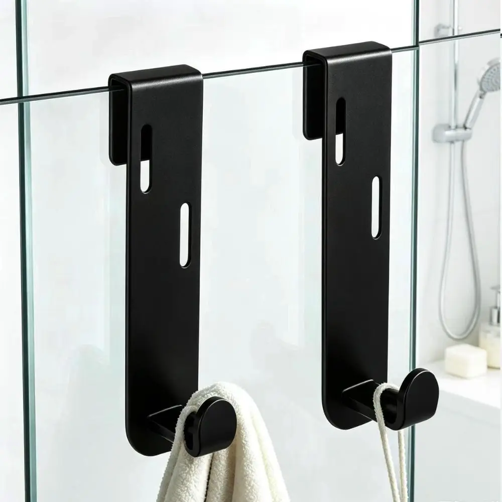 Stainless Steel Glass Door Hook Rustproof T-shaped Shower Door Hanger Easy Installation Scratch Resistant Towel Storage Rack