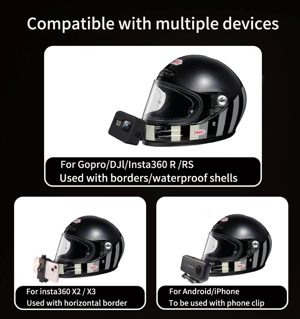 Casco de motocicleta de cara completa personalizado para SHOEI GLAMSTER, montaje de barbilla para GoPro Hero12 11 10 Insta360 X3 X2 ONE Rs, accesorio de cámara