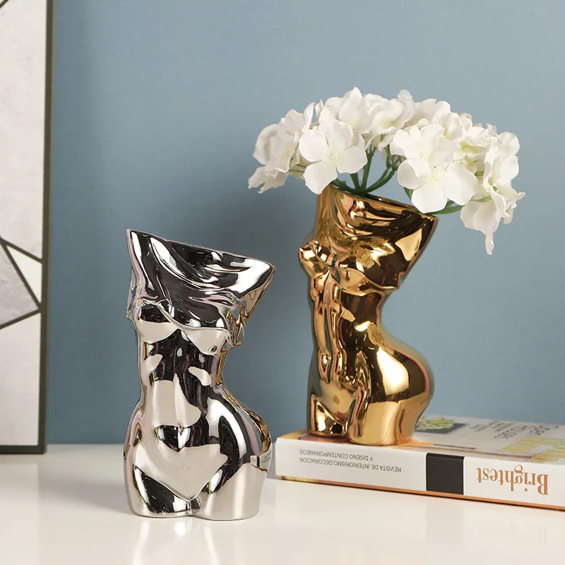 

Electroplating Ceramic Vase Arrangement Hydroponic Abstract Art Crafts Interior Decoration