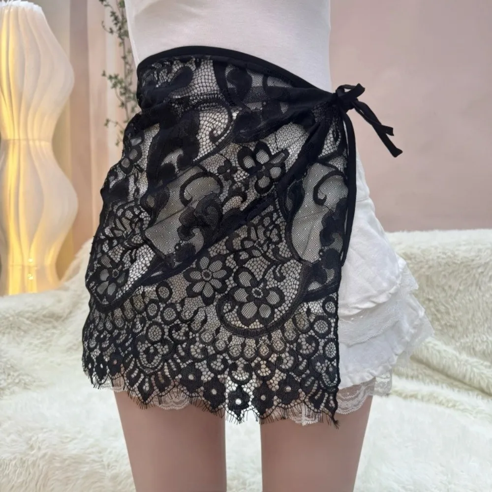 

Sheer Lace​​ Lace Mini Skirt​​ ​​Adjustable Ties​​ See-Through Skirt​​ Lolita Short Skirt​​ ​​Lightweight ​​Boho Design​​