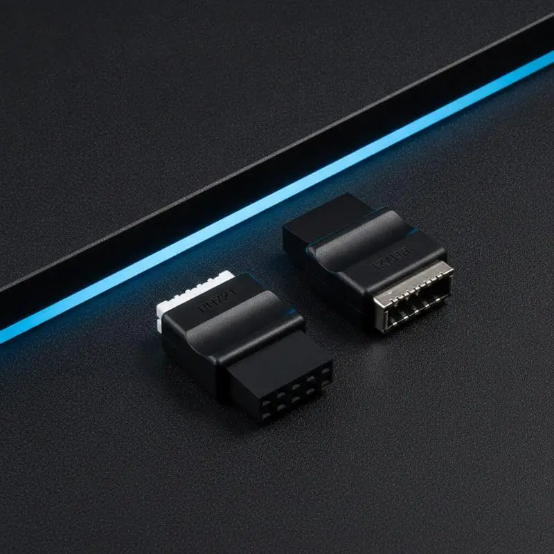 USB 2.0 9‑Pin Male to Type‑E Female Adapter, Motherboard Front Panel Header Converter for Desktop PC Internal Chassis Connectio