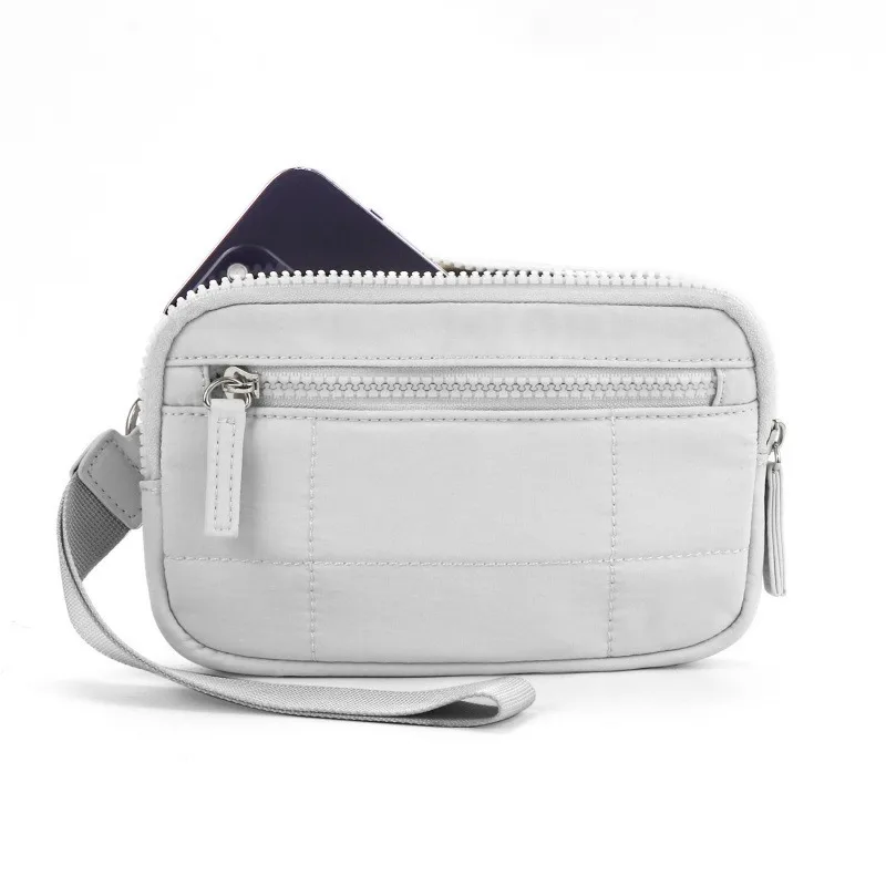 

Puffer Wristlet Wallets For Women, Nylon Quilted Wallet With 3-Zipper Purse For Travel Credit Card Holder Phone Organizer NEW