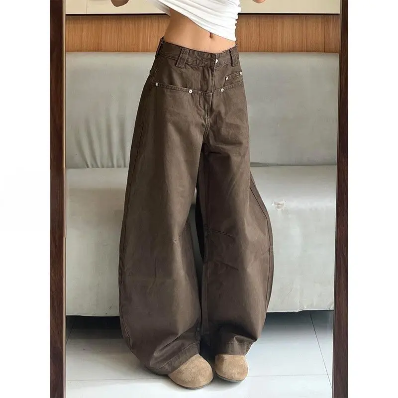 Safari Style Vintage Denim Fashion Jeans New High Street Profile Slim Sweatpants Loose Lazy Premium Minority Wid Leg Pant