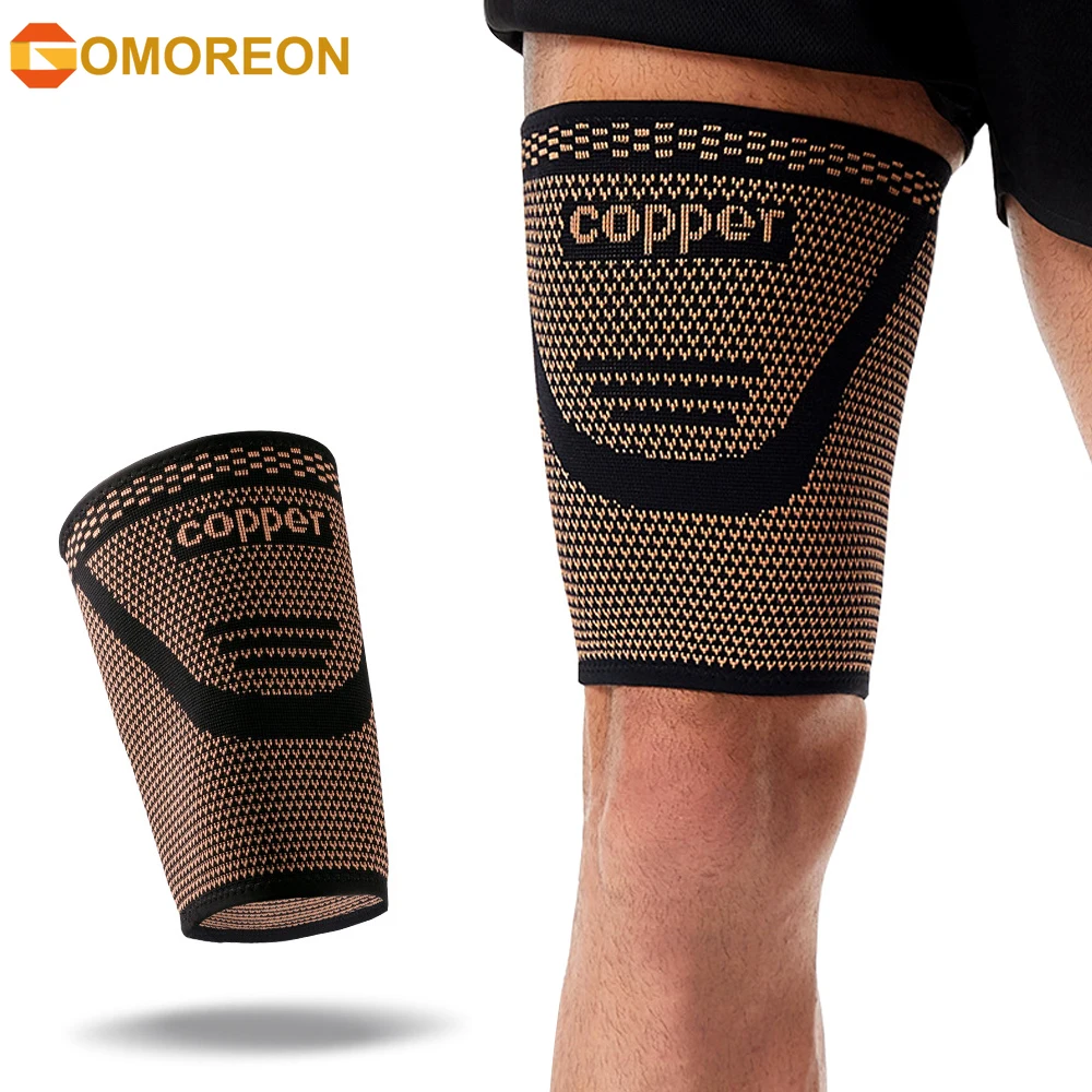 Copper Thigh Compression Sleeve, Hamstring Compression Sleeve for Men Women, Anti-Slip Upper Leg Sleeves for Running, Sports