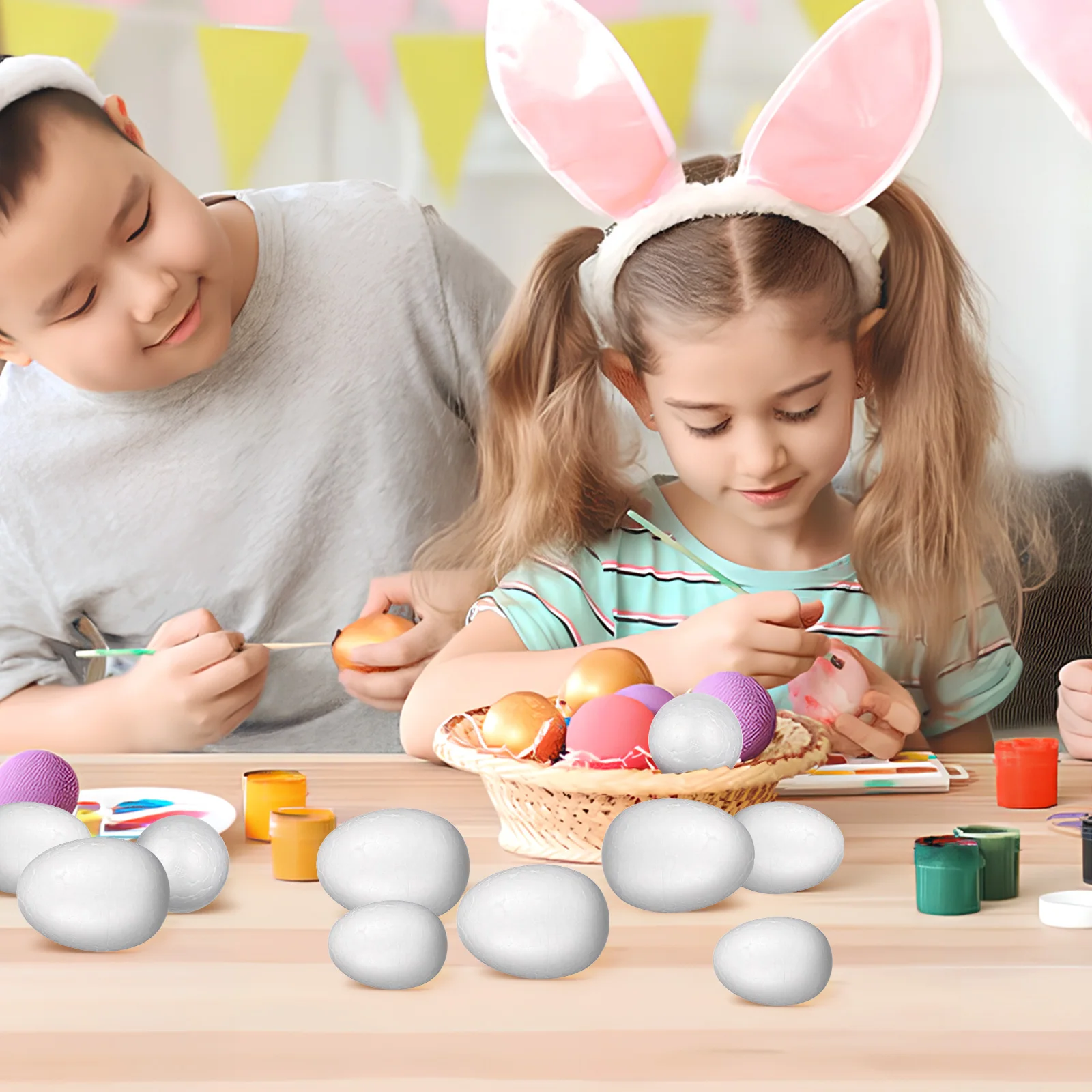 

DIY Foam Eggs 40 Pcs Lightweight Craft Balls for Easter Decorations Unpainted Easter Ornaments Holiday Craft Supplies for