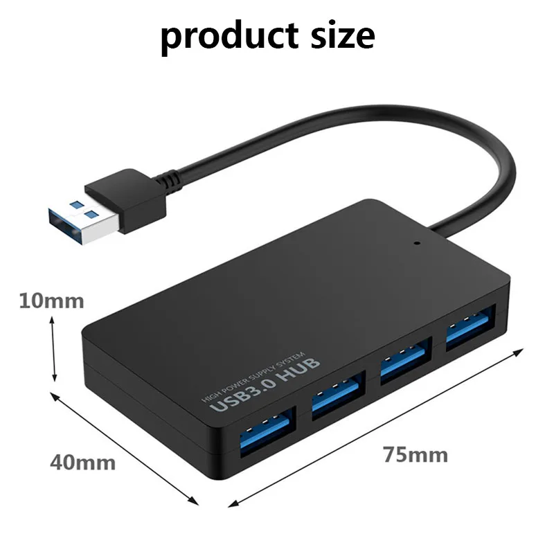 Czteroportowy koncentrator USB 3.0 Ultracienki 4-portowy rozdzielacz USB 2.0 Koncentrator typu C Stacja dokująca do komputera Przedłużacz koncentratora laptopa