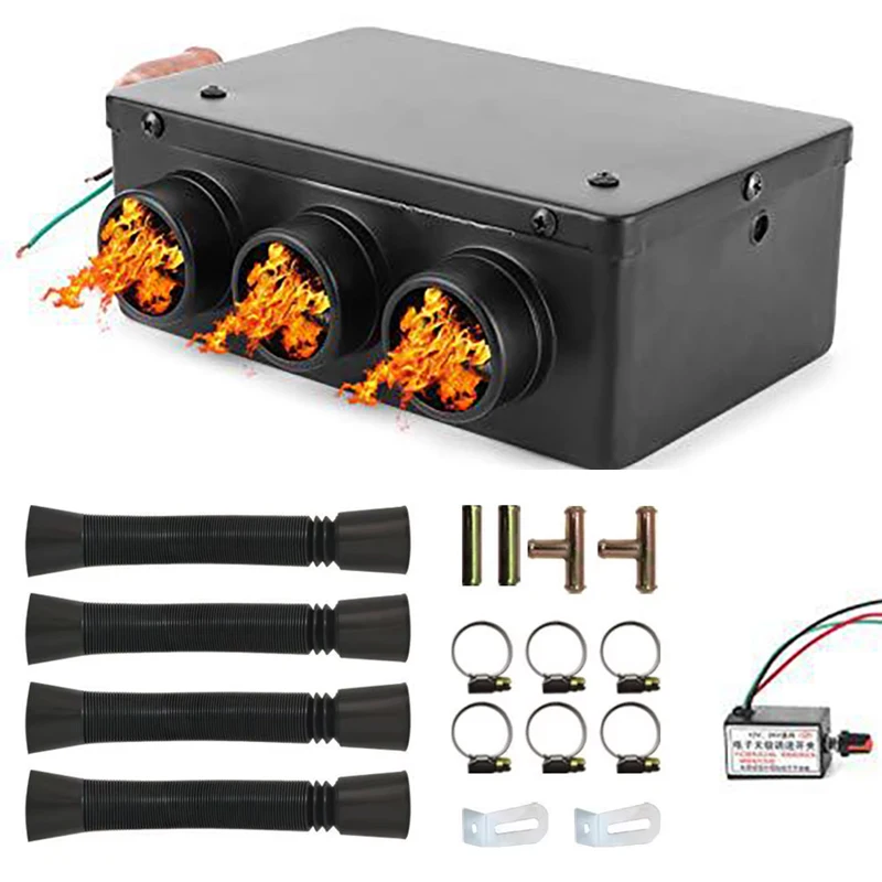 3 Holes Universal Car Defroster Air Compact Warmer Heating Fan Car Truck Winter Heater +Swich Parts 12V/24V 80W  With accessorie