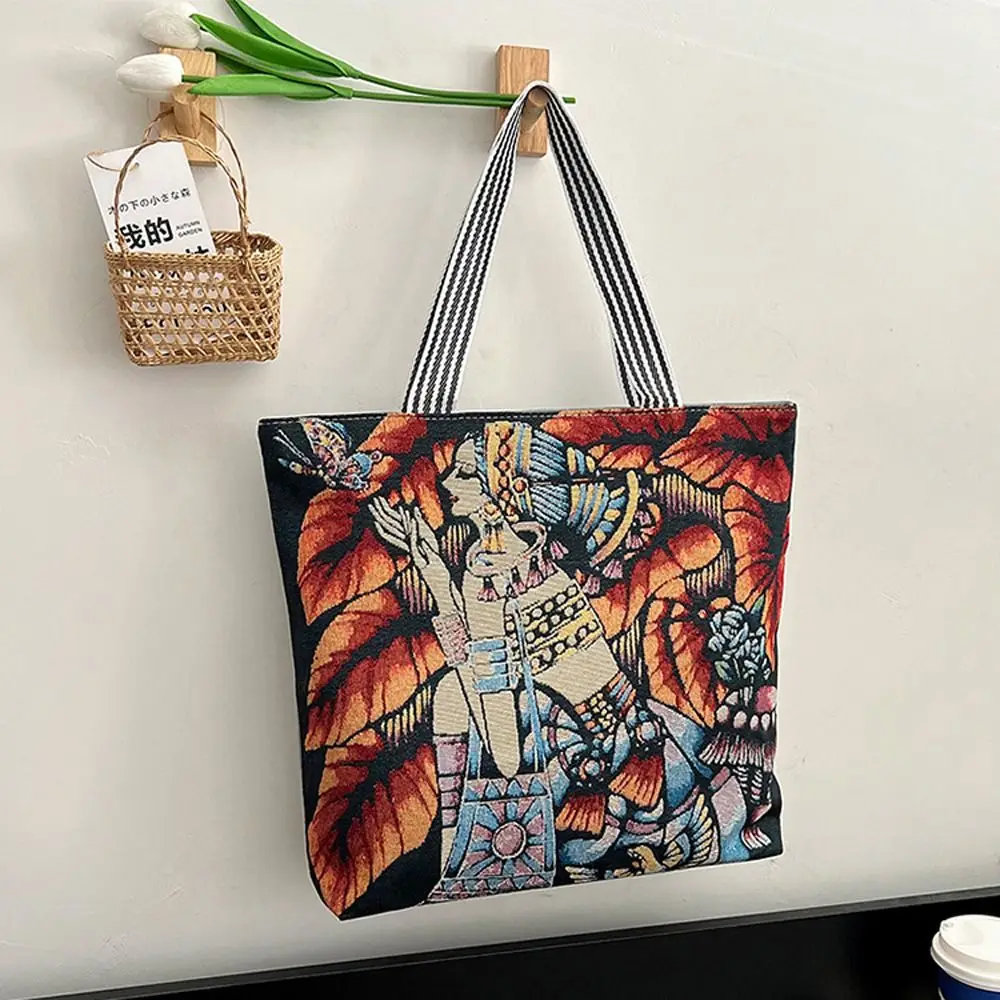 Retro für Mädchen Blume Aufbewahrung tasche Reisetasche Einkaufstasche Frauen Kunst Handtasche Umhängetasche gemalt Einkaufstasche Segeltuch tasche