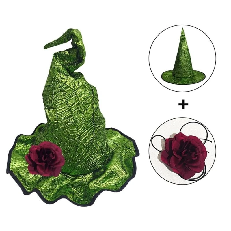 

Halloween Witch Hat Comfortable Wizard Hat with Flower For Cosplay And Mystery Themed Gatherings Roleplaying Headwear Y166