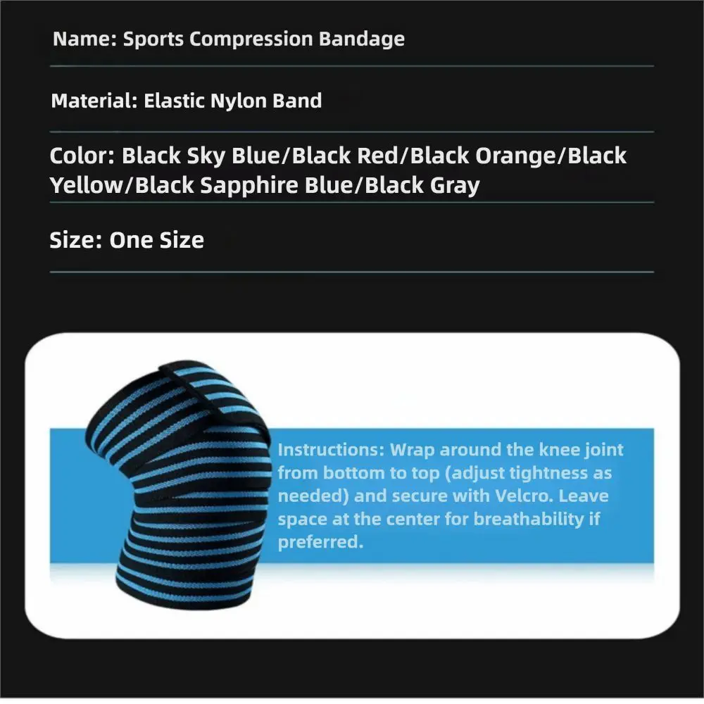 Elastic Knee Wraps Compression Straps 180*8CM Knee Bandages Professional Sports Safety Squats Training Knee Braces