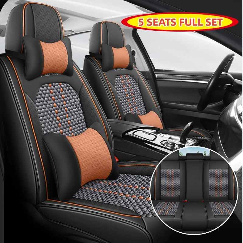 

(Luxury Edition) the Car Has Five Seats, Equipped with 2 Headrests and 2 Lumbar Supports, Universal Full-Cover Car Seat Covers, Breathable Ice Silk Fabric, Suitable for All Seasons, Comfortable and Wear-Resistant, Enhance Your Driving and Riding Experienc