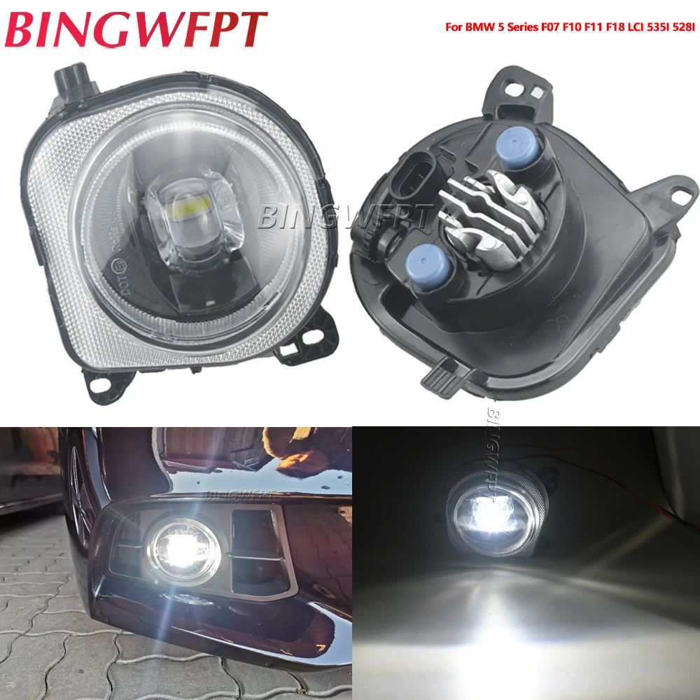 2PCS Fog Light Assembly For BMW 5 Series F07 F10 F11 F18 LCI 535I 528I 2014 2015 2016 2017 Car LED Lens Fog Daytime Running Lamp