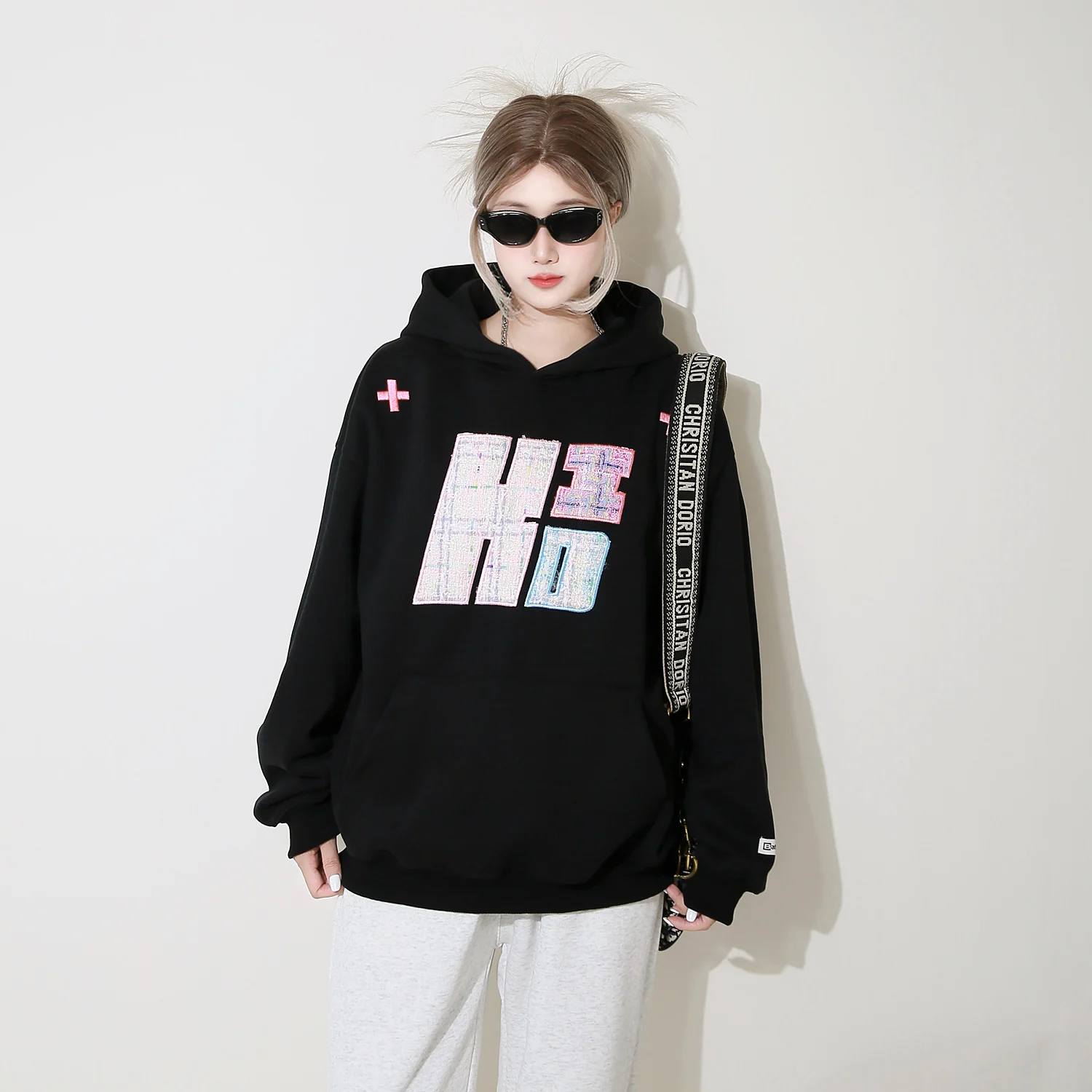 

Faionable American Loose Stitched Hoodie Women's Autumn Winter New Sle Casual Breathable Long Sve Cotton Polyester Blend