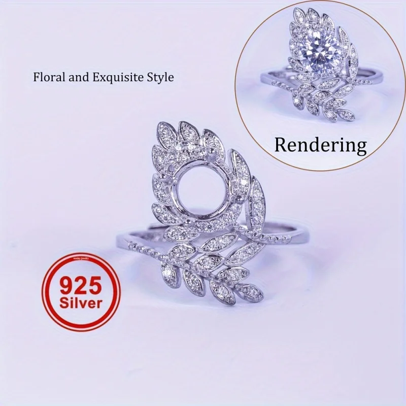 

1pc 6mm-6.5mm floral holder 925 sterling silver ring setting for ring making