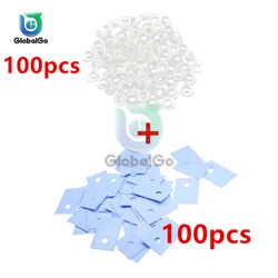 100Pcs TO-220 Transistor Plastic Insulation Washer Particles + 100Pcs TO-220 Isolated Silicone Pad Sheet Strip